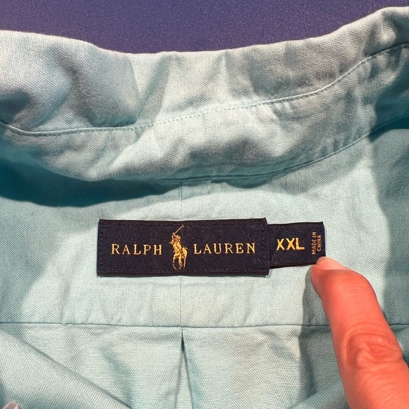 Ralph Lauren Men's Long Sleeve Button Down Shirt Size XXL Teal Yellow Pony - Picture 4 of 6